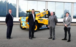 Pictured with the new JCB 525-60E are (from left to right) Watling JCB Managing Director Richard Telfer, JCB UK and Ireland Sales Director Steve Smith, M O’Brien Group Managing Director Michael O’Brien and M O’Brien Group Director Dan O’Brien
